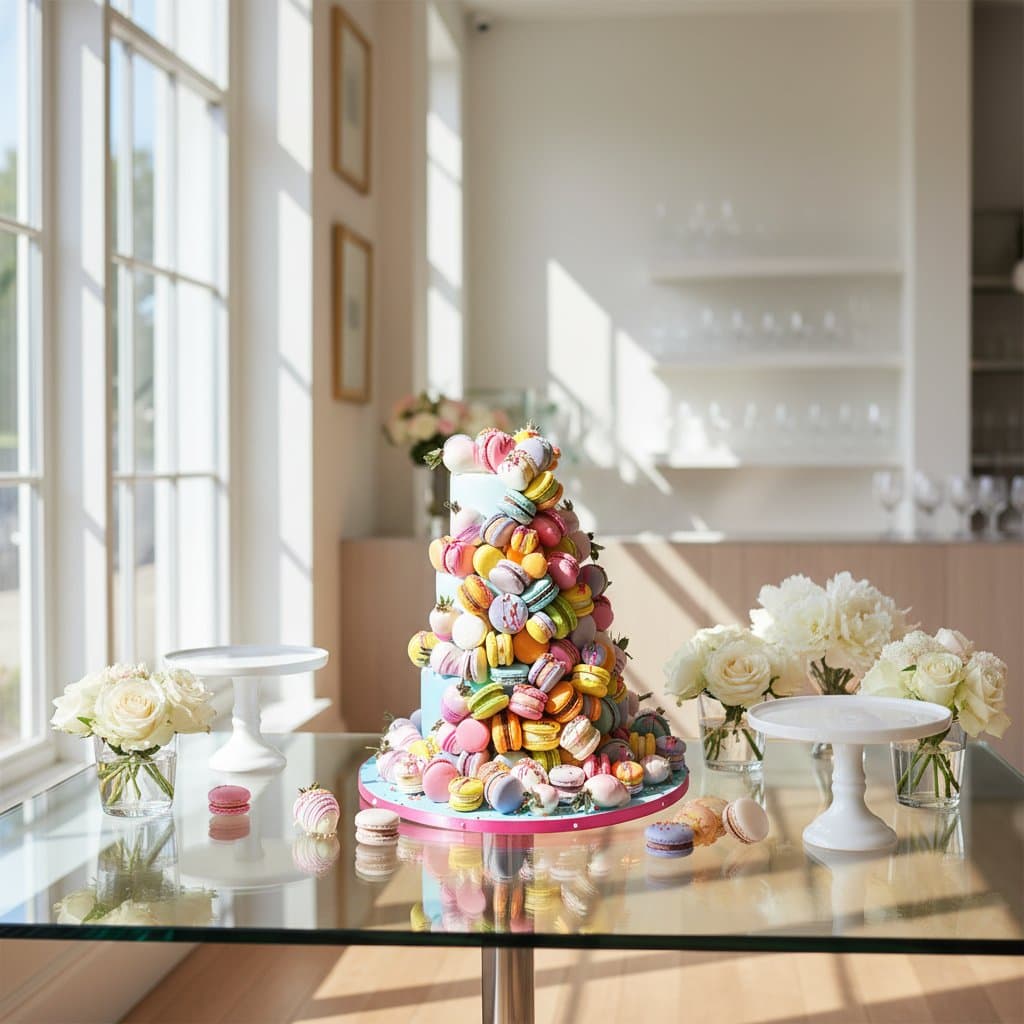 Individuelle Geburtstagstorte mit Macarons handgefertigt Wien Cupcakes Manufaktur