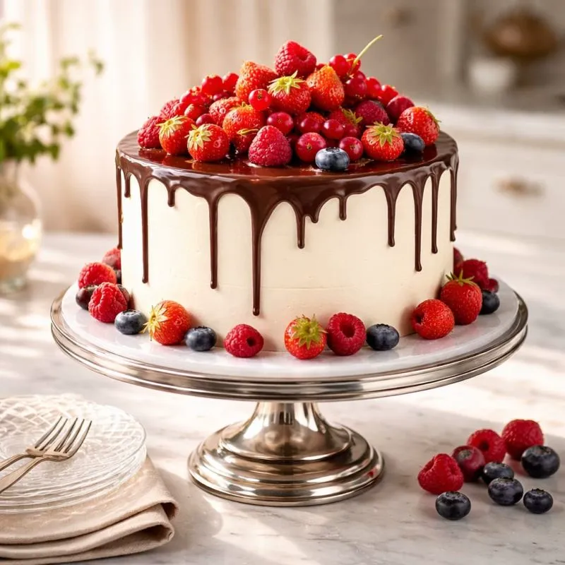 Buttercream Drip Cake with Fruits